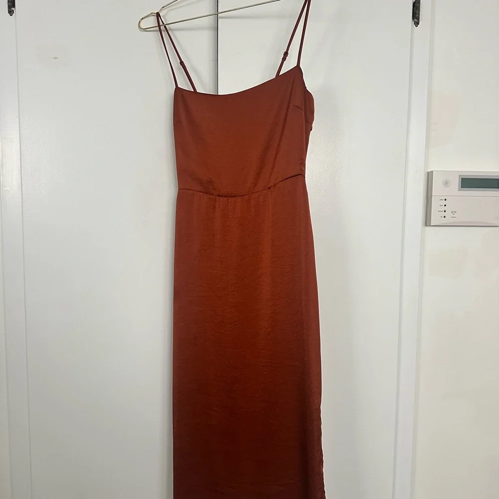Aritzia Magdalena Satin Dress size 4 Rust - Picture 3 of 6